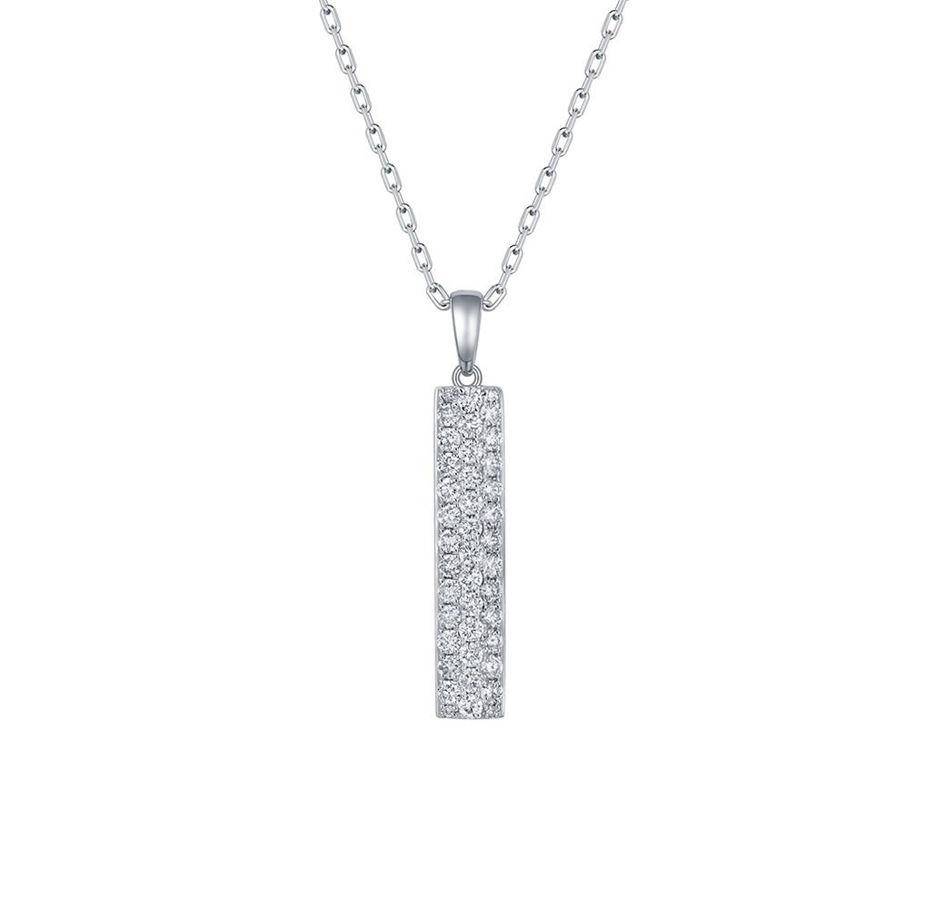 Sabel Collection White Gold Diamond Bar Drop Pendant